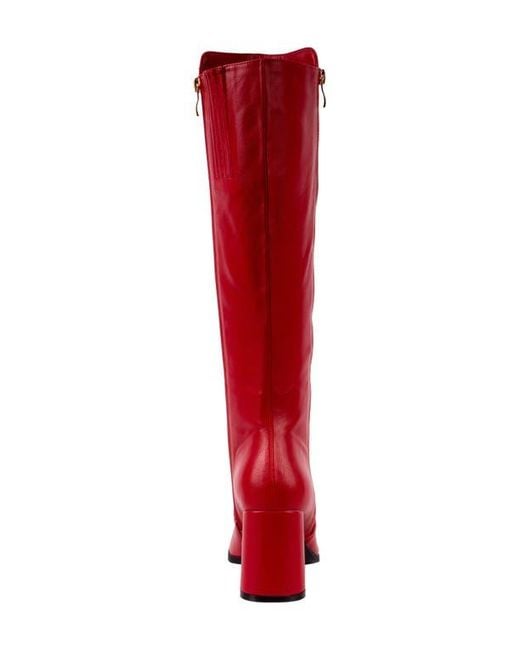 Ninety Union Red Link Nipped Toe Knee High Boot