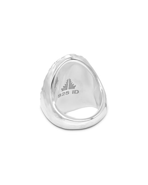 DEVATA Metallic Sterling Silver Bali Hammer Signet Ring