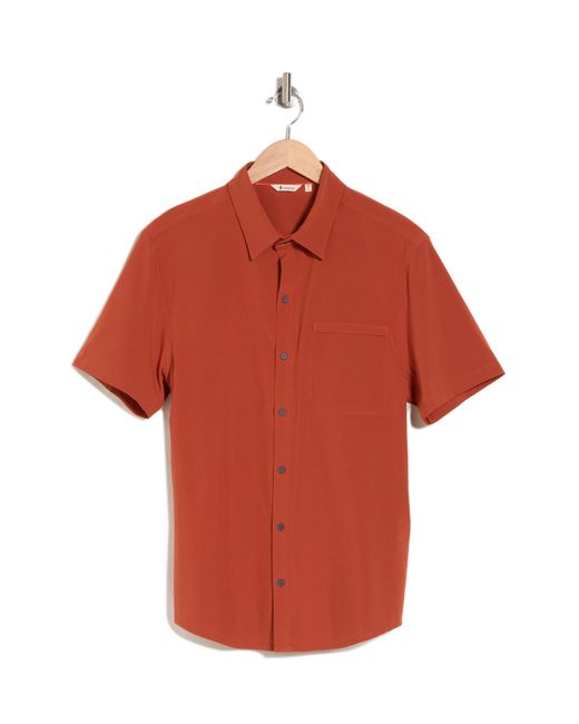 COTOPAXI Red Cambio Trim Fit Solid Short Sleeve Button-up Shirt for men