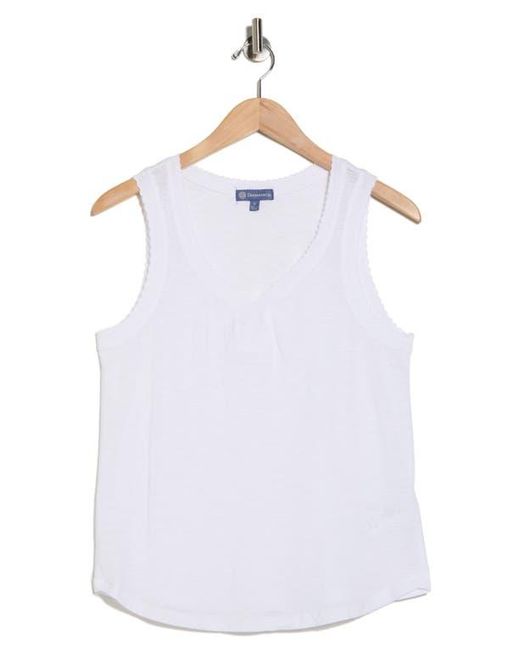 Democracy White Scallop Trim Shell Tank Top