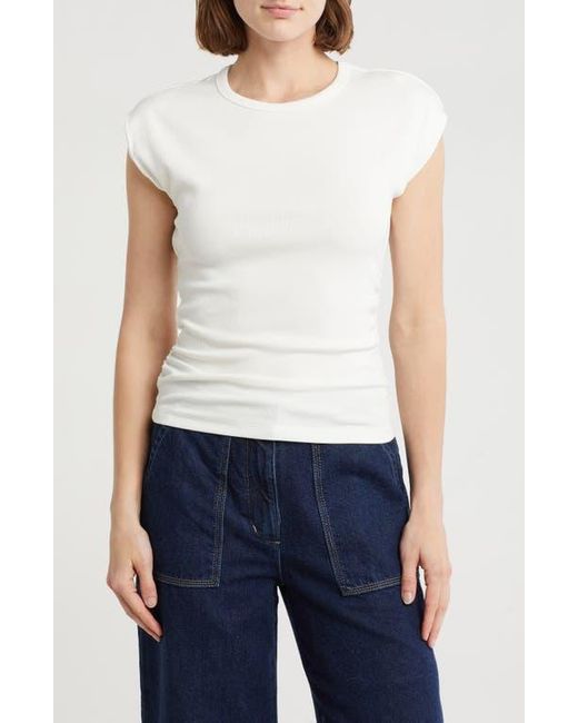 INDUSTRY REPUBLIC CLOTHING White Ruched Side Ribbed Muscle Tank