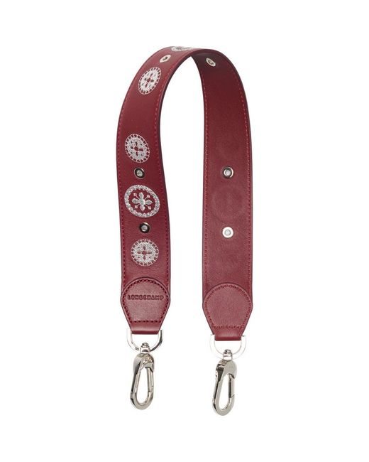 Longchamp Red Studded Leather Bag Strap for men