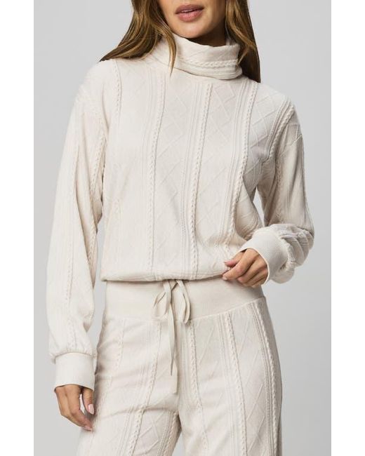 Splendid Natural Cable Lounge Turtleneck Top