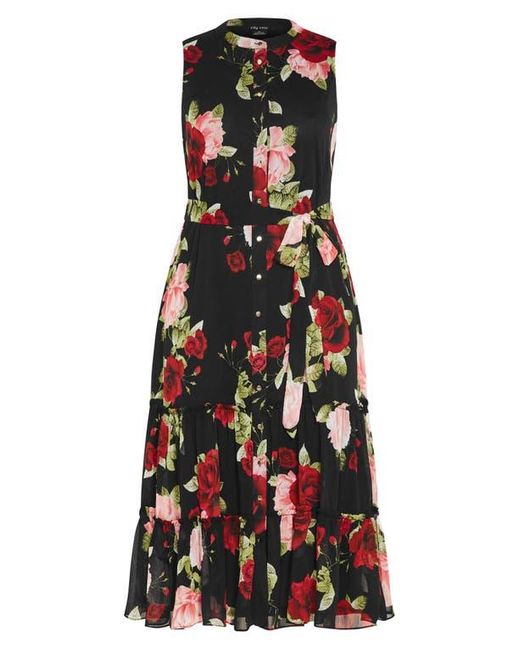 City Chic Black Roma Print Tie Waist Maxi Dress