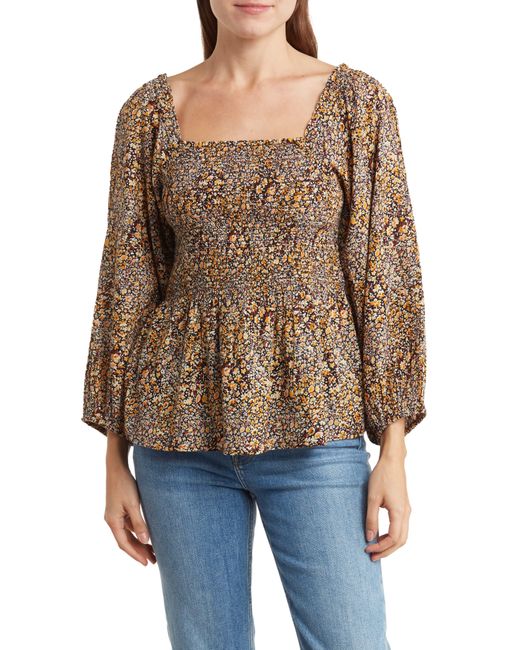 Madewell Blue Lucie Floral Smocked Top