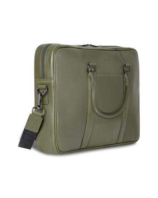CHAMPS Green Compact Leather Slim Briefcase for men