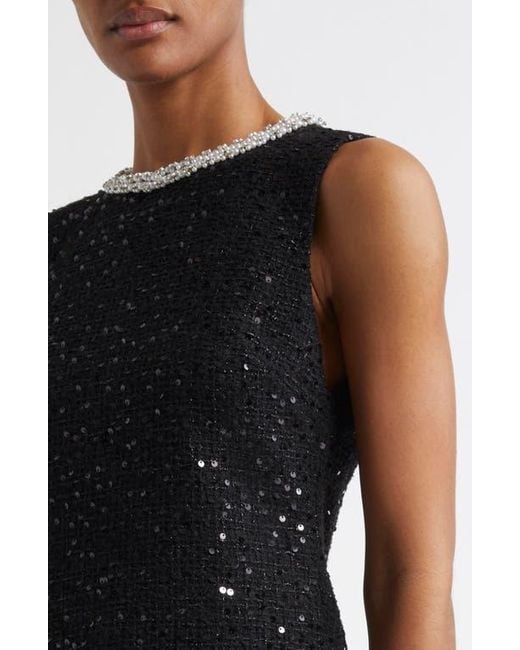Alice + Olivia Black Coley Sequin Tweed A-Line Minidress
