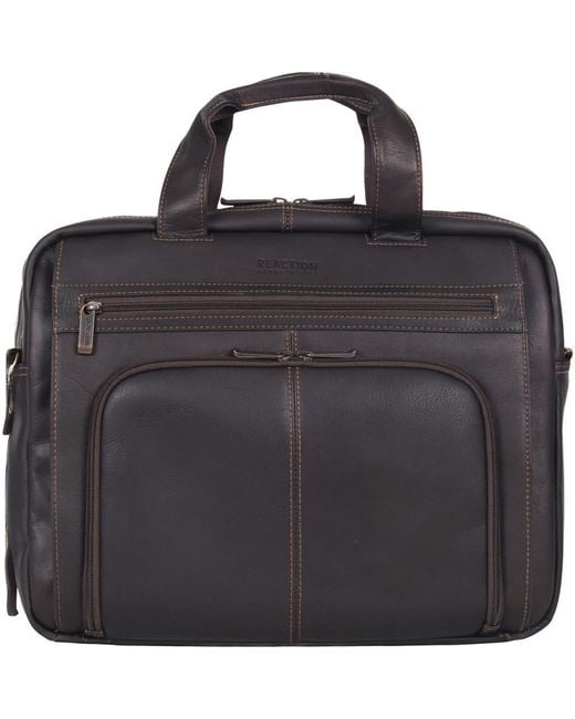 Kenneth Cole Black Leather Briefcase for men