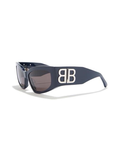 Balenciaga Gray 57Mm Rectangular Sunglasses