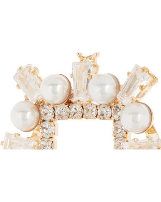 Tasha White Imitation Pearl & Crystal Frame Drop Earrings