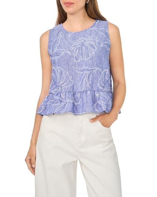 Vince Camuto Blue Embroidered Shell