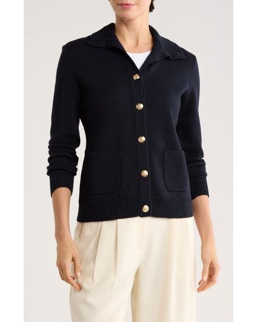 Bruno Magli Blue Merino Wool Cardigan Jacket
