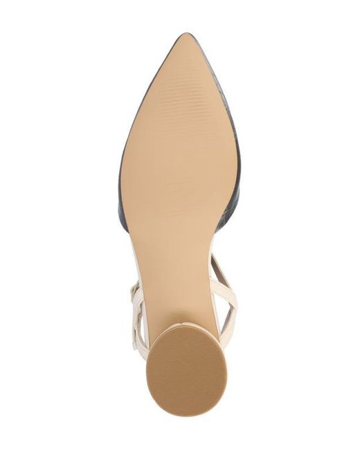 Journee Collection Natural Brynn Croc Embossed Pump