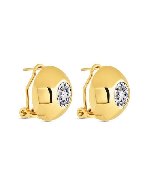 Sterling Forever Metallic Zora Cubic Zirconia Dome Stud Earrings