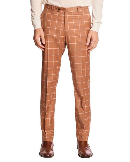 Paisley & Gray Men's Downing Slim Fit Flat Front Windowpane Dress Pants