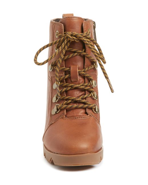 Sorel Brown Joan Uptown Lace-up Wedge Boot In Hazelnut Leather Gu At Nordstrom Rack