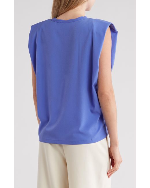 French Connection Blue Padded Shoulder Crepe Tank
