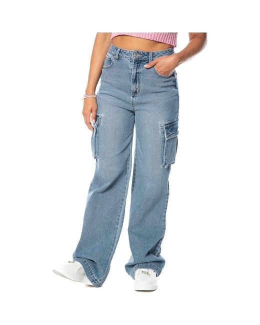 Juicy Couture Logo Wide Leg Cargo Jeans in Blue | Lyst