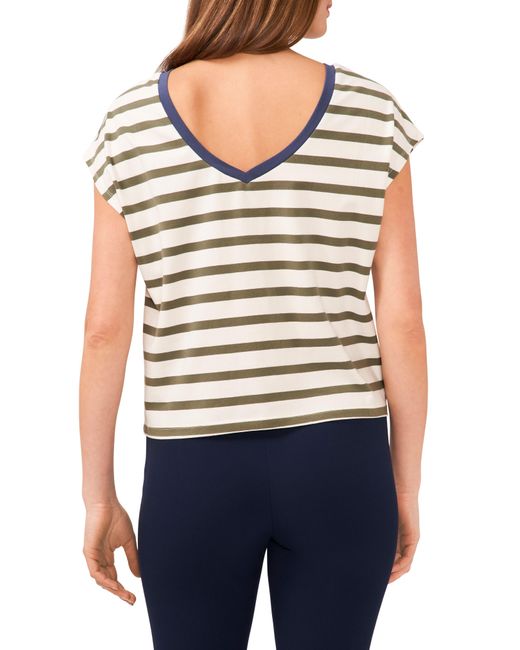 Halogen® White Stripe V-back Cotton T-shirt