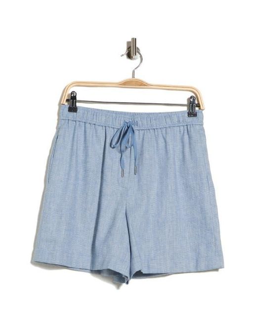 Theory Blue Linen Blend Drawstring Shorts
