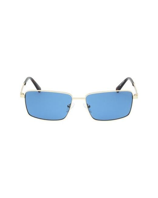 Guess Blue 59Mm Rectangular Sunglasses