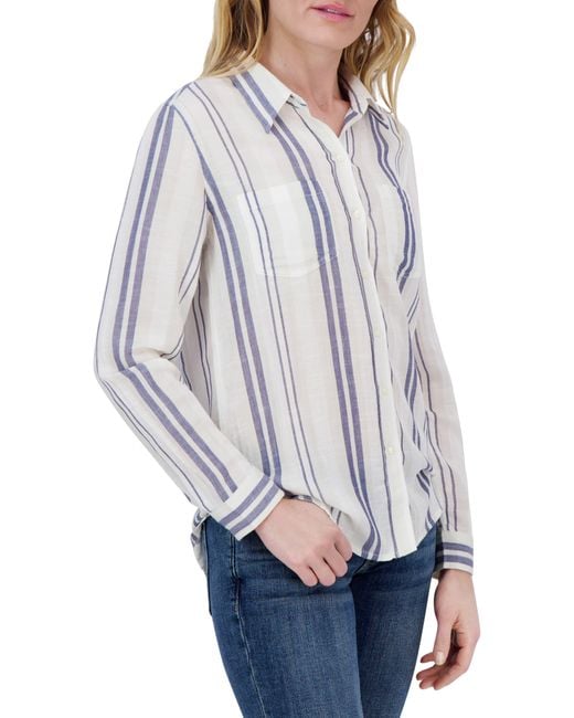 Lucky Brand Gray Stripe Long Sleeve Button-up Shirt