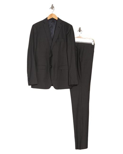 John Varvatos Gray Herringbone Two-Button Notch Lapel Wool Suit for men