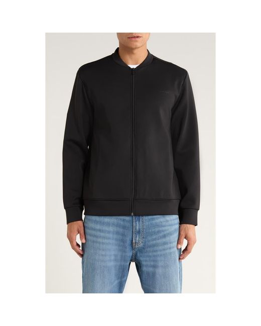 Calvin Klein Black Stretch Double Knit Bomber Jacket for men