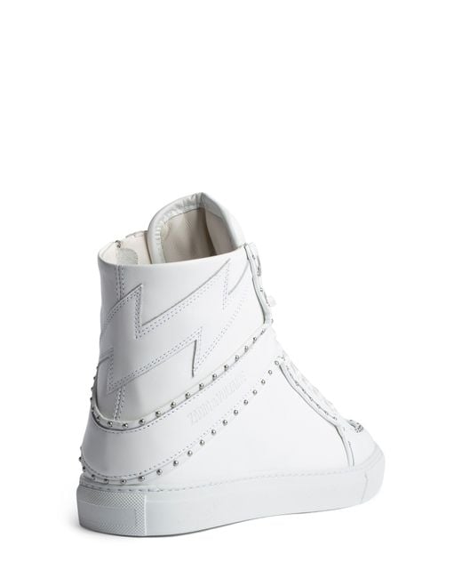 Zadig & Voltaire White High Flash Smooth Platform Sneaker