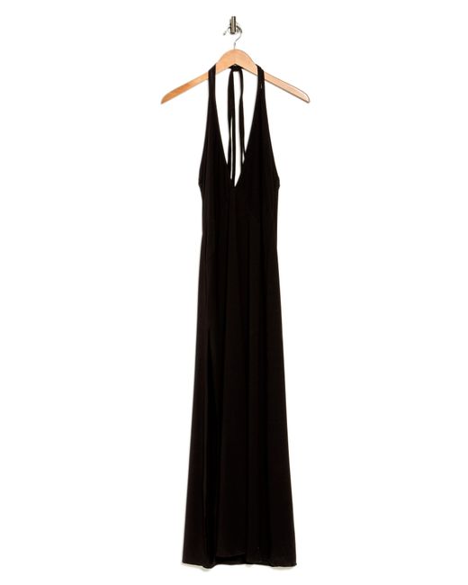 Go Couture Black Plunge Halter Neck Maxi Dress