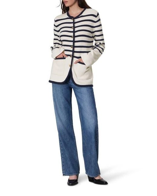 Rag & Bone Blue Nancy Stripe Wool Blend Cardigan