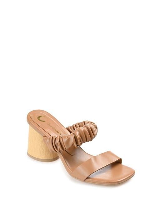 Journee Collection Natural Open Square-Toe Block Heel