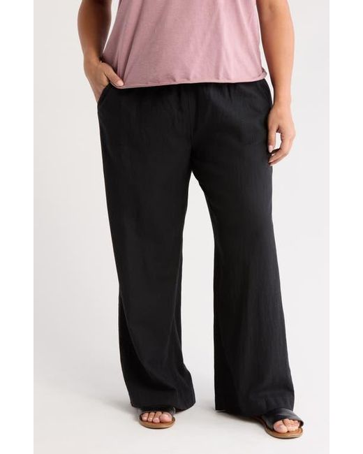 Caslon Black Linen Blend Drawstring Pants