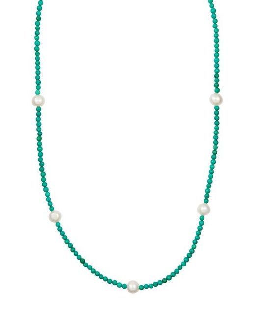SAVVY CIE JEWELS Blue Cultured Freshwater Pearl & Beaded Necklace