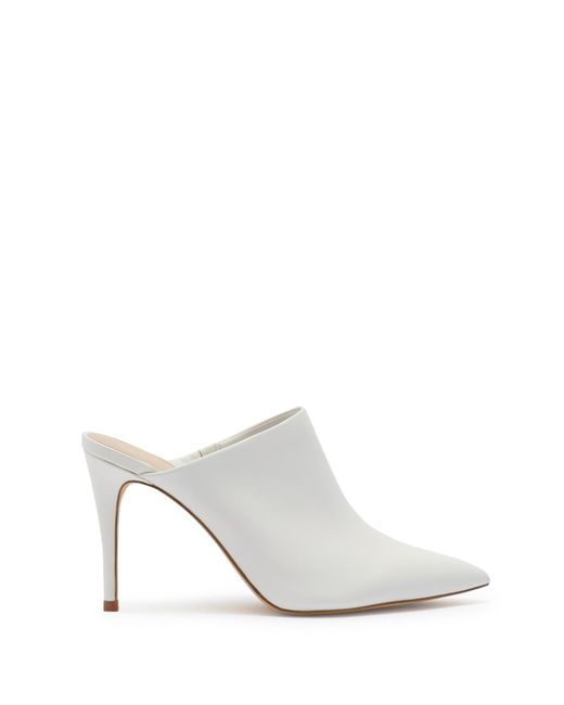White pointed shop toe mules