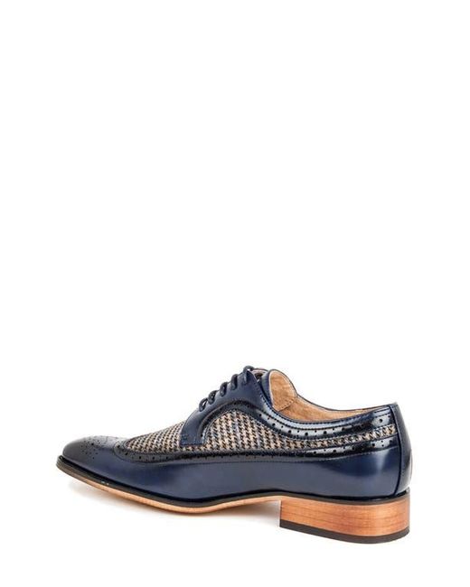 Gino Vitale Blue Houndstooth Wingtip Derby for men