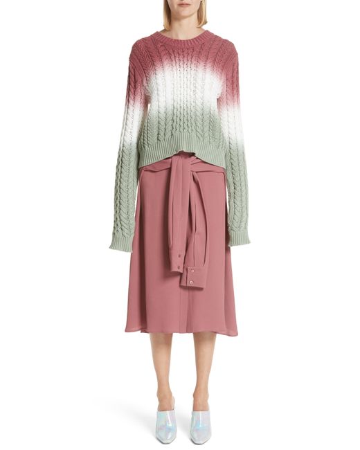 Sies Marjan Red Dip Dye Cable Knit Sweater