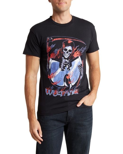 Merch Traffic Black Wu-tang Grim Reaper Cotton Graphic T-shirt for men