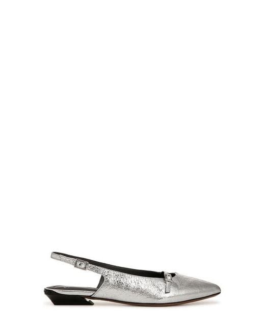 Sarto White Emma Slingback Pointed Toe Flat