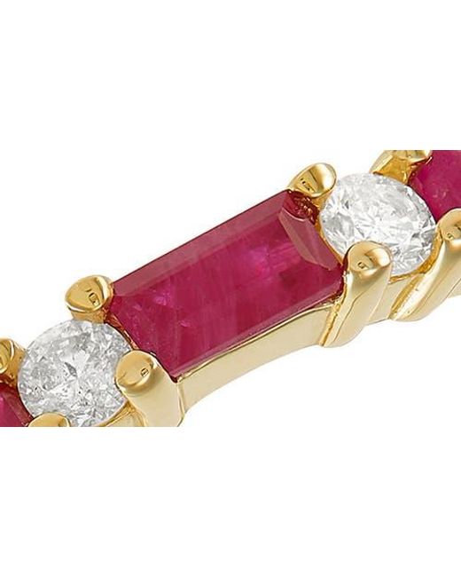 Frankie & Zoe Multicolor 14K Baguette-Cut Ruby & Diamond Ring