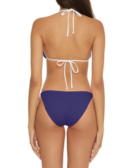 Lucky Brand Blue Reversible Rib Triangle Two-piece Swimsuit