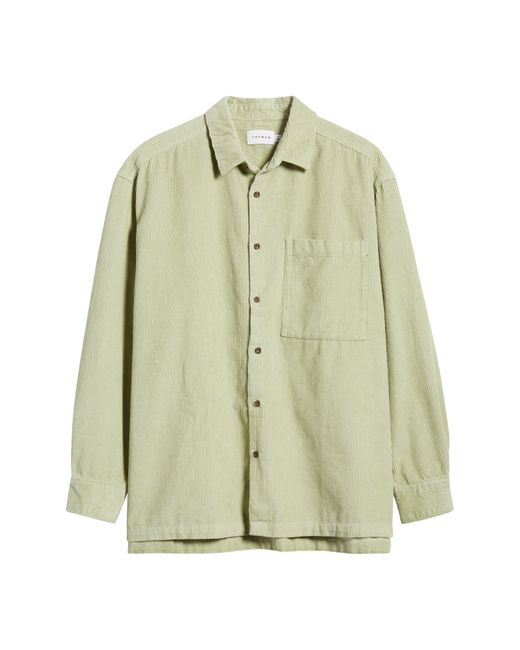 Topman Green Oversize Corduroy Button-up Shirt for men