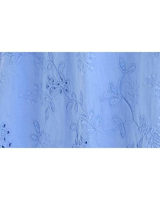 Maggy London Blue Eyelet Front Wrap Sleeveless Maxi Dress