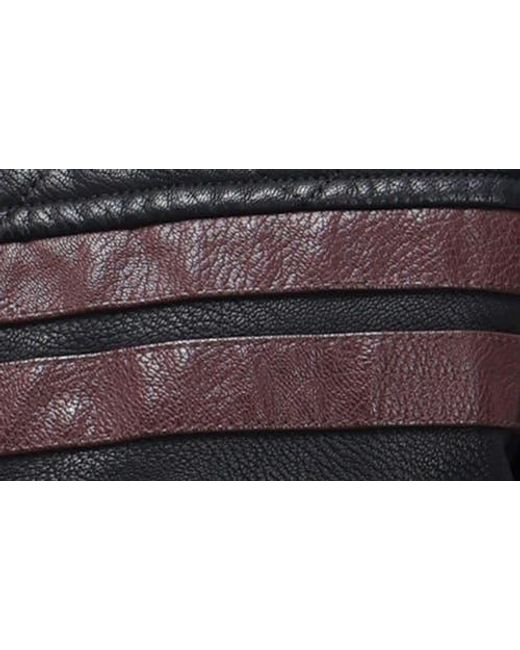 Xray Jeans Black Faux Fur Lined Grainy Faux Leather Racing Jacket for men