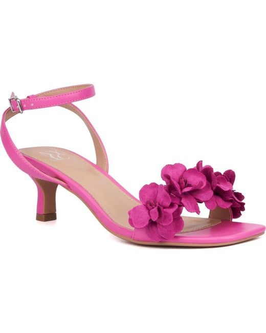New York & Company Pink Gwendolyn Flower Strap Sandal