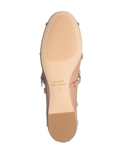 Stuart Weitzman Natural Tammy Crystal Mary Jane Flat