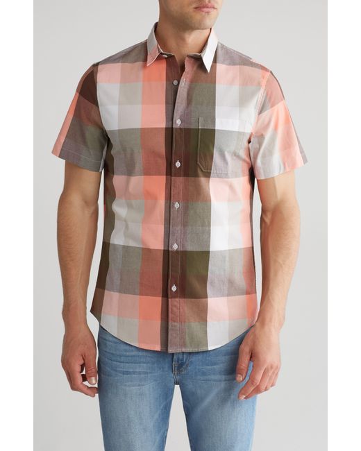 Abound Multicolor Plaid Poplin Short Sleeve Button-up Shirt for men