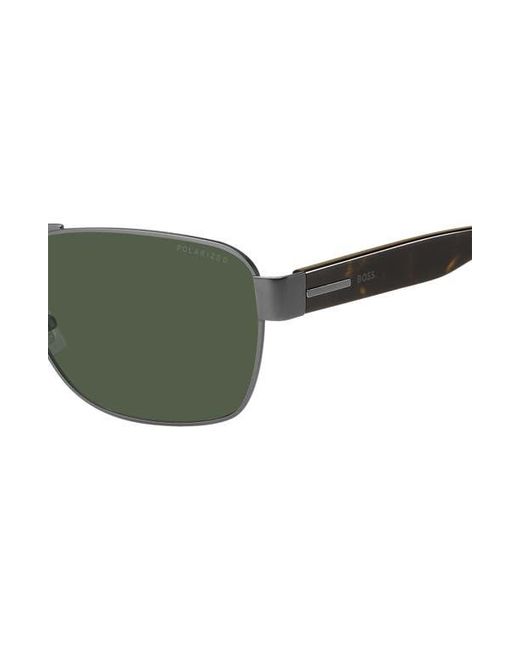 Boss Green 60Mm Polarized Rectangular Sunglasses for men