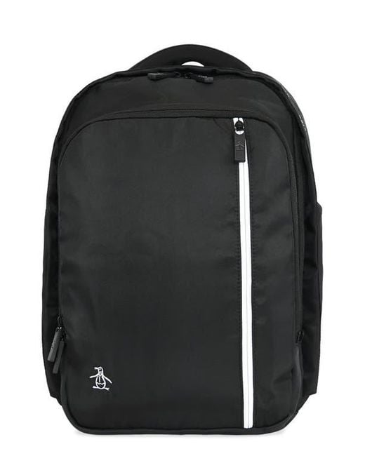 Original Penguin Black Zip Nylon Backpack for men