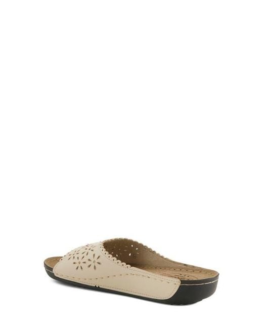 Flexus by Spring Step Natural Rhinestone Lasercut Slide Sandal